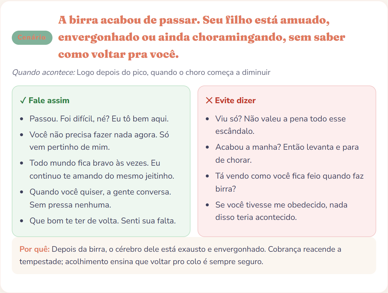 Exemplo: página de reparo e reconexão