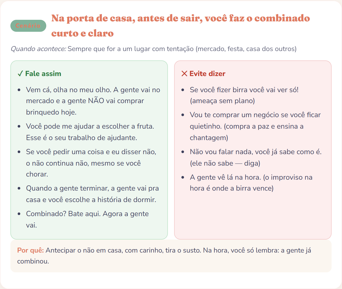 Exemplo: roteiro do que dizer e evitar